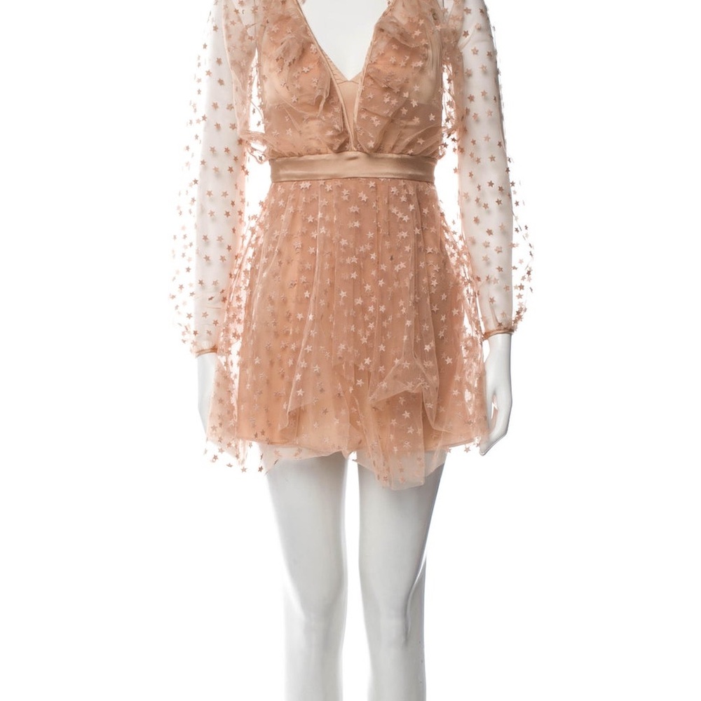 For Love And Lemons Starry Mini Dress in Peach